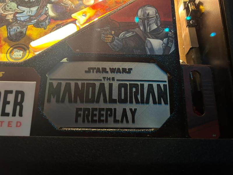 Stern Mandalorian Pinball Freeplay sign