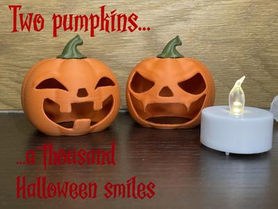 Two pumpkins, a thousand Halloween smiles 