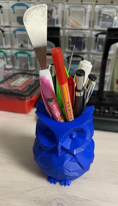 Low Poly Owl Pen Cup