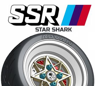 1/18 SSR STAR SHARK WHEEL - LONGCHAMPS XR4 / LIBERTY WALK / PORSCHE / VW / RACING / RIM / SUBARU / STI WRX / OPEL / BMW / MERCEDES / FORD/ NISSAN / GTR / MITSUBISHI / EVO / AE86 / MUGEN / TYPE R / ROHANA / ROTIFORM /