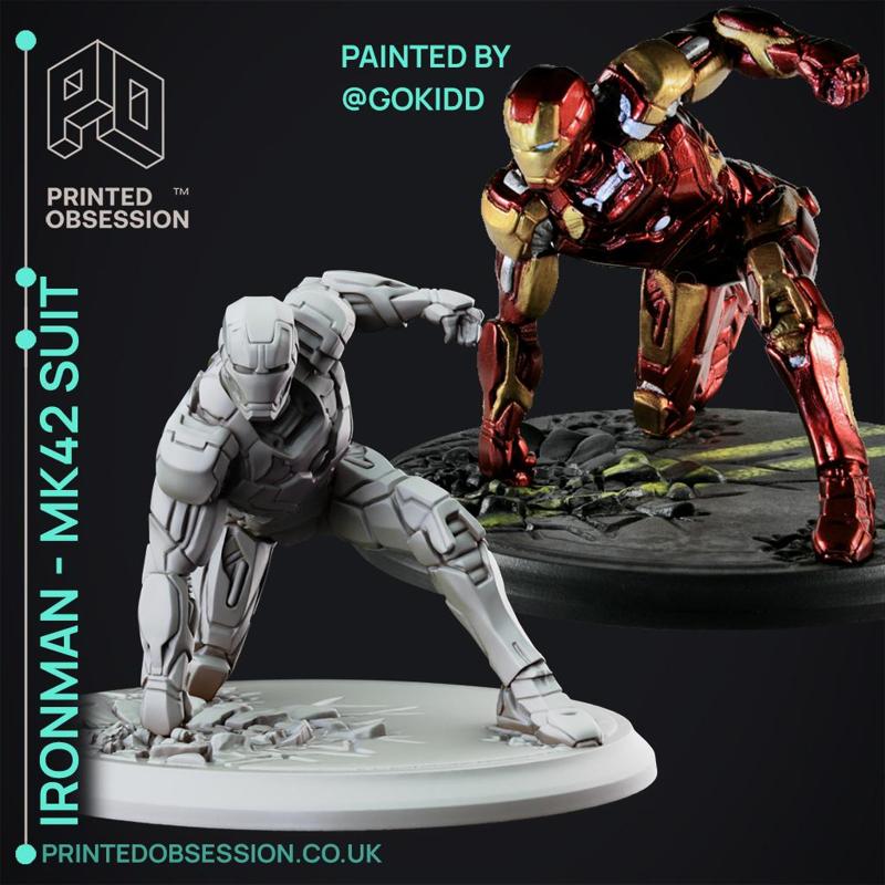 IRONMAN MK42 - Super Hero Landing Pose - 20 CM base