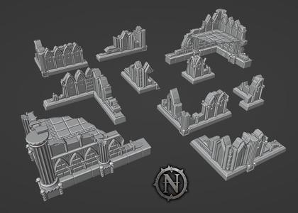 RETRO GOTHIC CORNER RUINS SET - 20 Ruined Corners