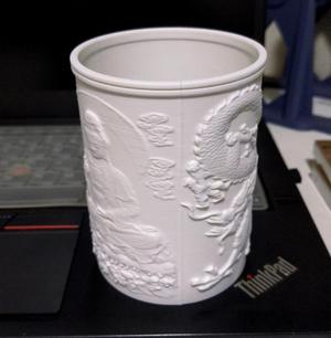 Guanyin and Dragon Carved Pen Holder