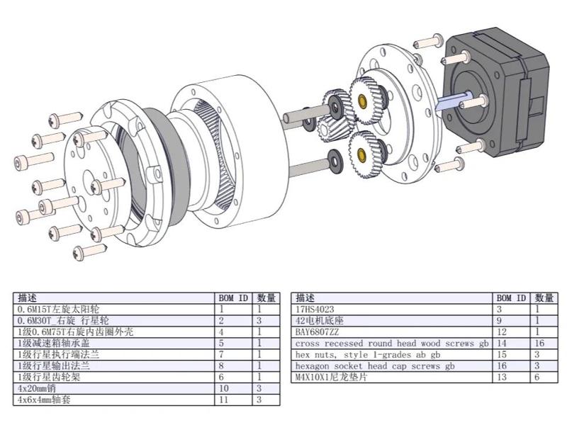42 Stepper Motor Helical Planetary Gearbox 6:1