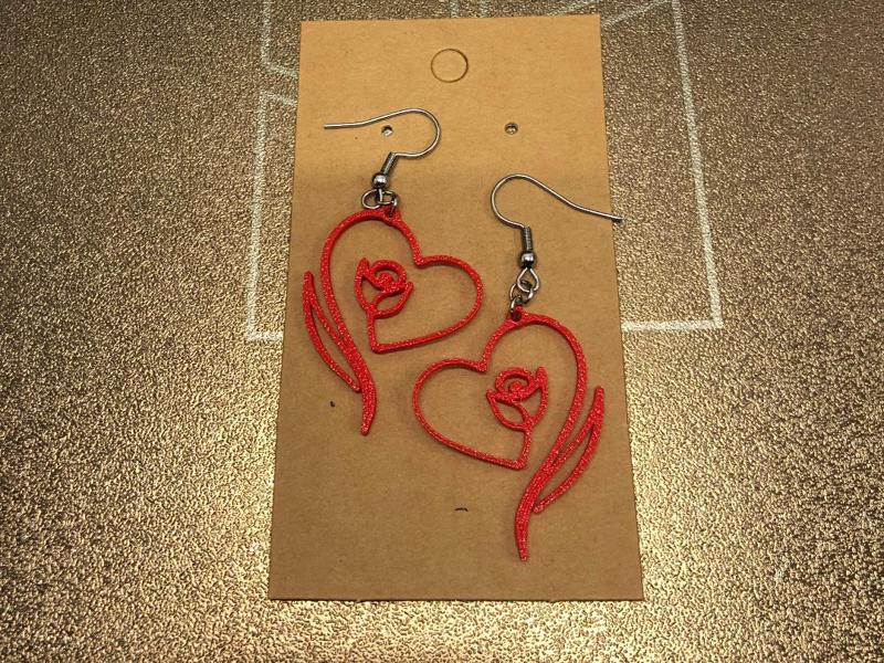 Heart & rose earrings
