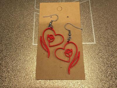 Heart & rose earrings