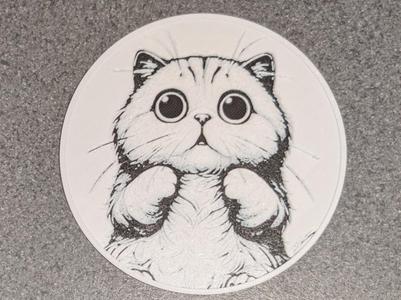 Wide eyed cute cat coaster