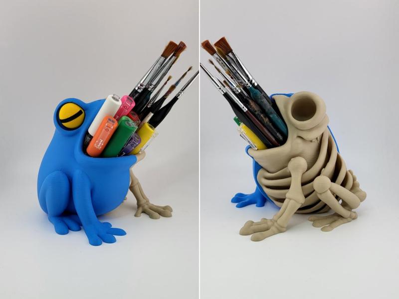 Half Frog Skeleton Pen Holder Desk Organizer