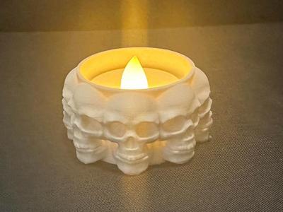 Gothic Multi Skull Ring Tealight Candle Holder 