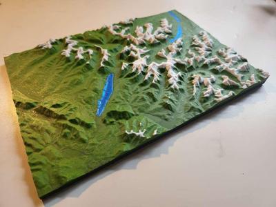 Topographic Model of Glacier National Park - Colored For Bambu Lab AMS