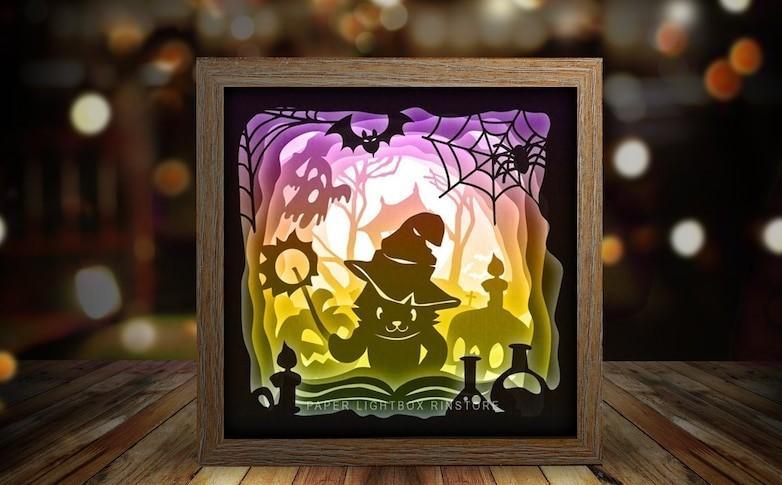 cat magician halloween lightbox