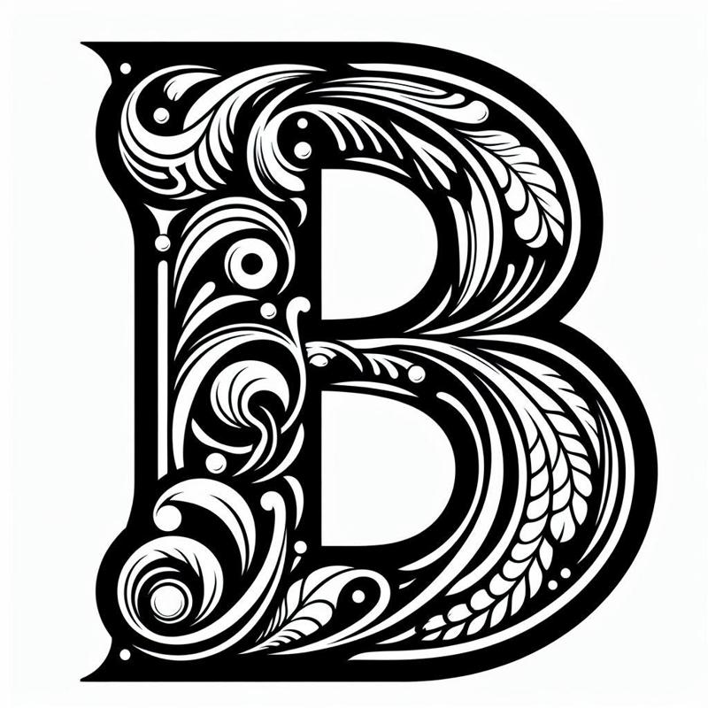 Frottage creation: letter B (version 3)