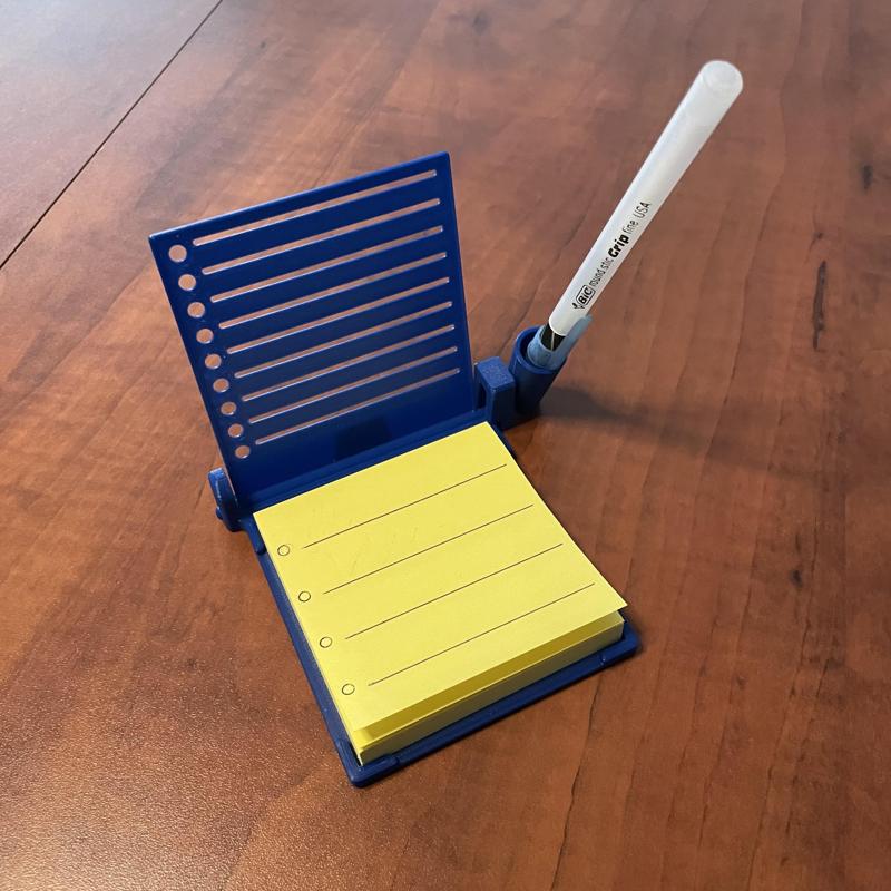 Sticky/Post-it note holder with stencil and pen holder