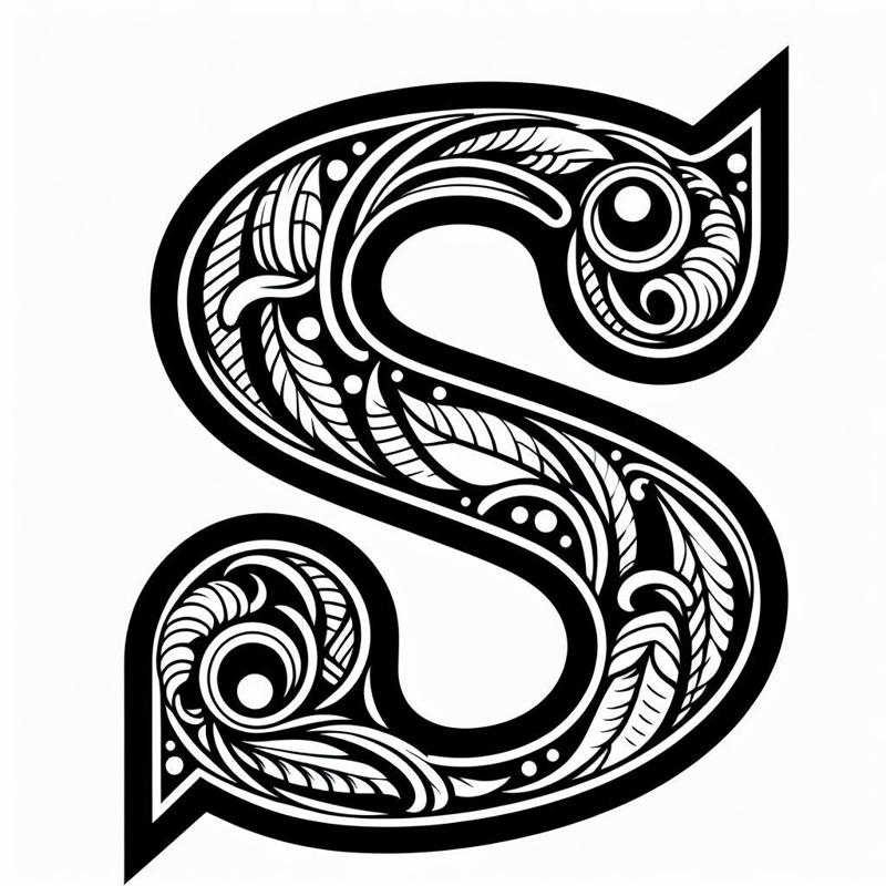 Frottage creation: letter S (version 1)