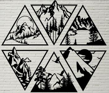 Mountain Scenery Wall Art 6 Pcs