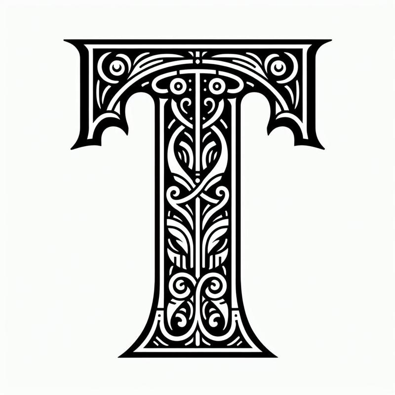 Frottage creation: letter T (version 4)