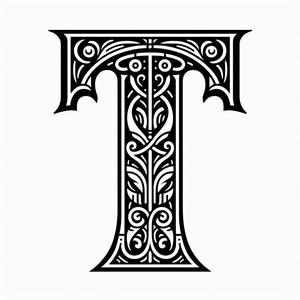 Frottage creation: letter T (version 4)