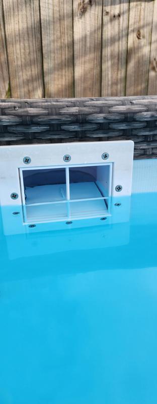 Skimmer Guard for above ground pool with SunSolar Through Wall Skimmer