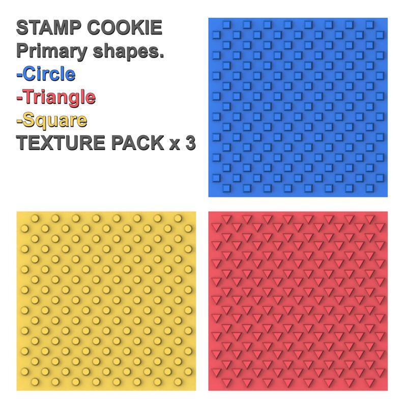 STAMP COOKIE Primary shapes - Circle - Triangle - Square - TEXTURE PACK X 3