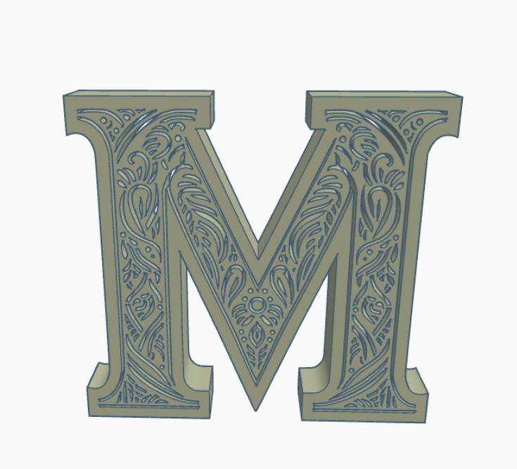 standing initial: letter M