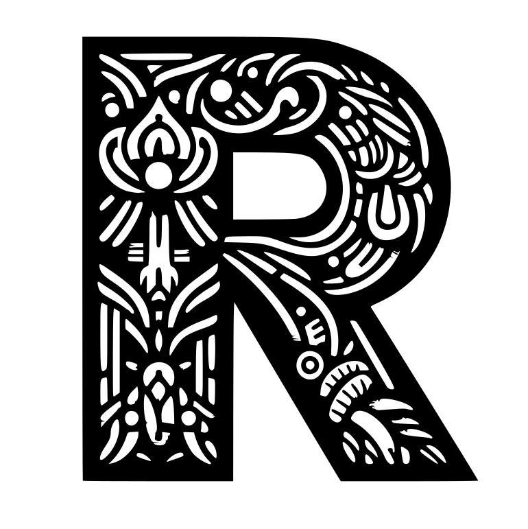 Frottage creation: letter R (version 2)