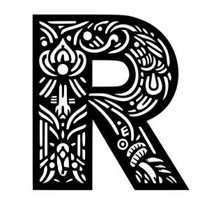 Frottage creation: letter R (version 2)