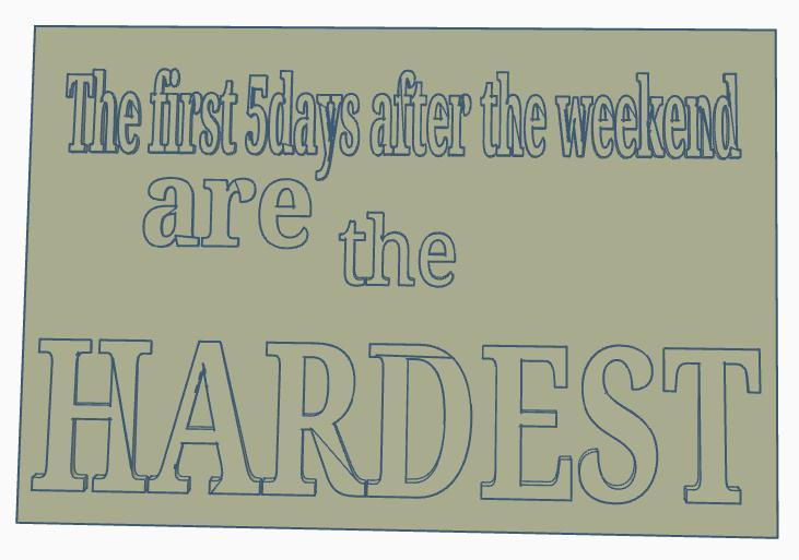 THE FIRST 5 DAYS AFTER THE WEEKEND ARE THE HARDEST sign