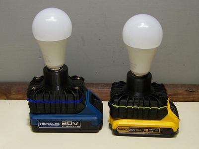 DeWalt or Harbor Freight Hercules Battery Powered Light (12V to 24V LED Light Bulb)