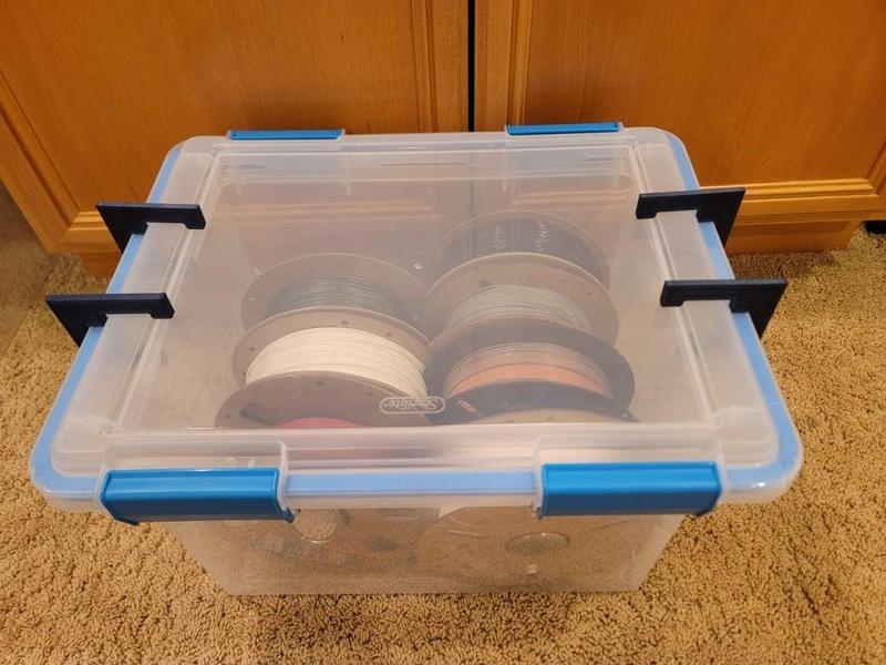 Clamps for DIY Sterilite bin filament dryer