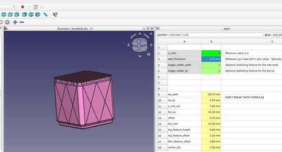 A better parametric FreeCAD template for gridfinity VASE MODE bins