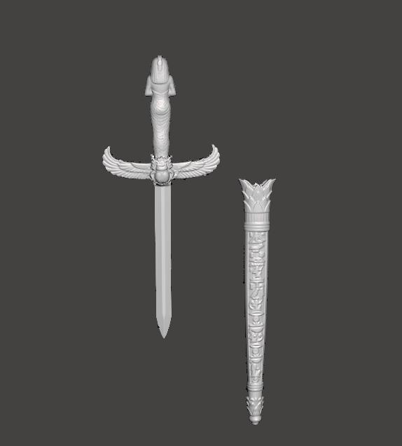 ANCIENT EGYPTIAN DAGGER KNIFE WITH EGYPTIAN HILT AND COCKROACHES