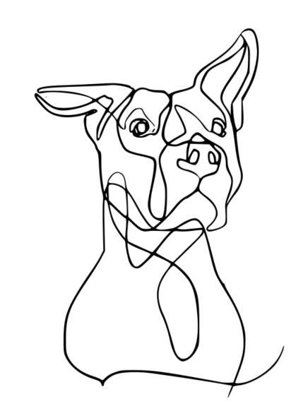 Pitbull Dog Line Art