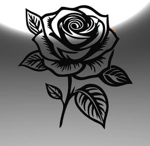 2D ART ROSE, FLOWER, LINE ART FLOWER 2, FLOWER DECOR, WALL ROSE, LINE ART ROSE
