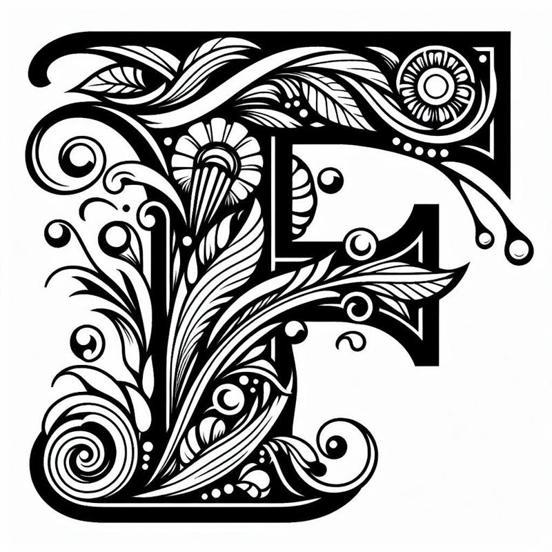 Frottage creation: letter F (version 3)