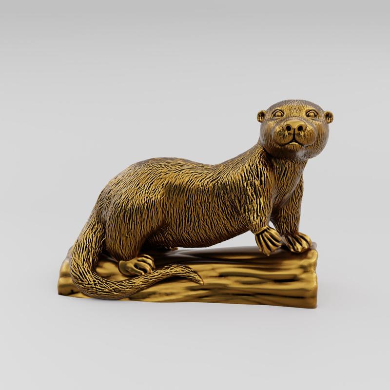 otter on a log sculpture