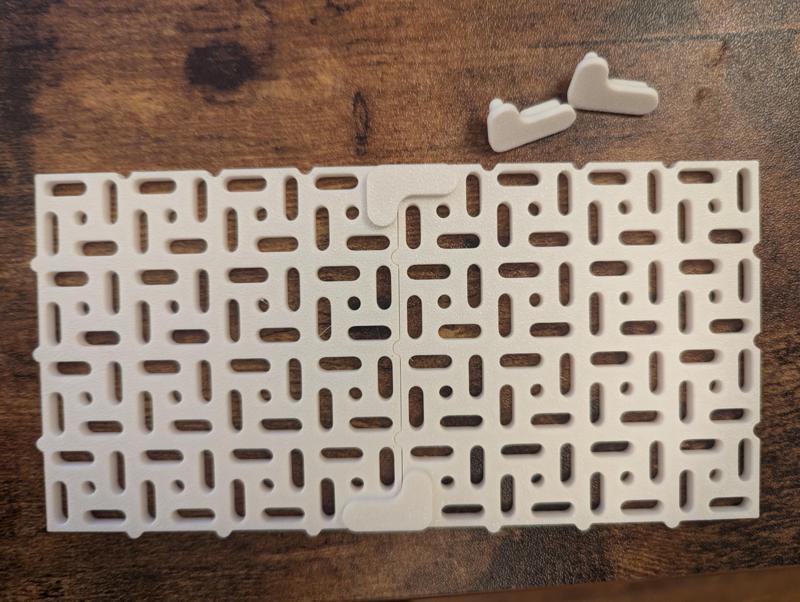 Swirly hardware mounting panels.