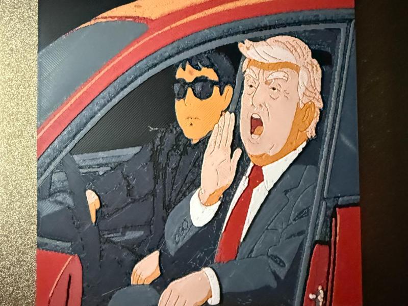 Trump Elon Musk Tesla Anime Meme Hueforge
