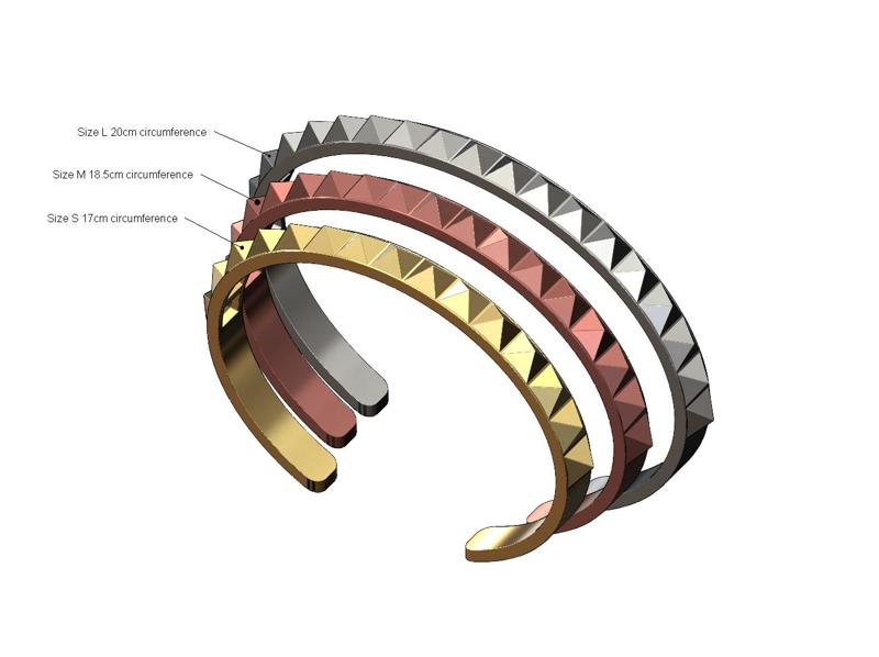 Pyramids studs cuff bracelet 3D print model
