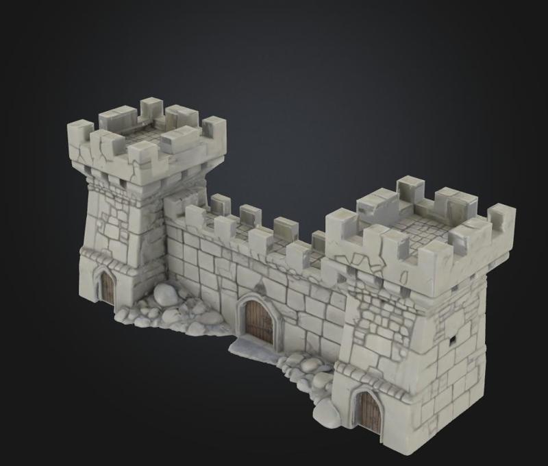 Mediewal stone wall with tower rpg game