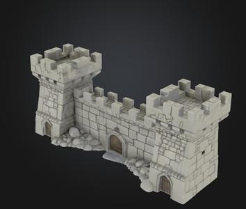 Mediewal stone wall with tower rpg game
