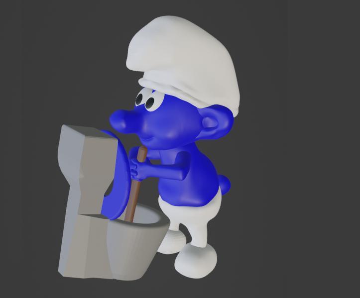 Smurf and toilet