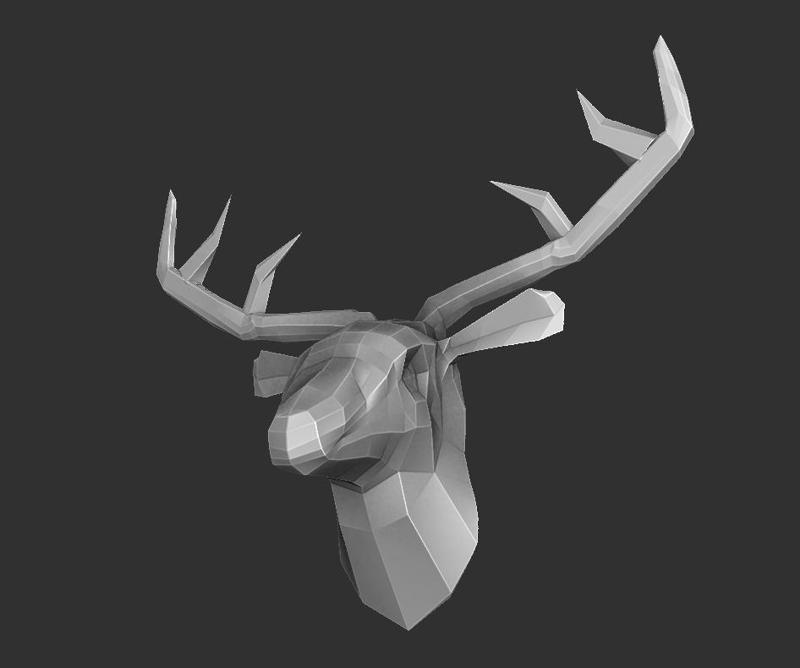 3D Polygon Deer Head Wall Decor
