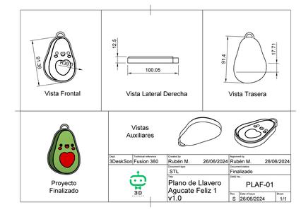 Llavero de Aguacate Feliz