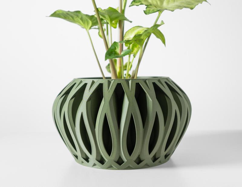The Serik Planter Pot with Drainage Tray & Stand: Modern and Unique Home Decor for Plants and Succulents