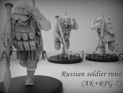 Russian soldier runs (AK+RPG-7)