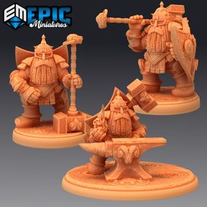 Steel Dwarf Set / Dwarven Iron Construct / Steam Machine Gnome Hammer