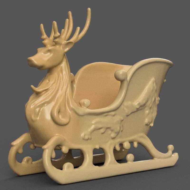 Santa Sleigh Christmas Decorations  planter - vase - garden urn - candy dish - candle holder - organizer 004