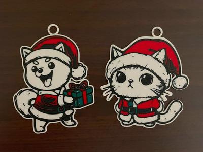 Cat and Dog Christmas Ornaments