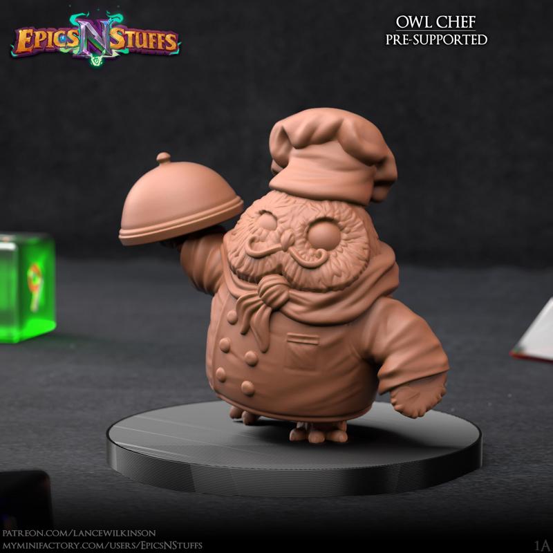 Owlkin Chef 1A Miniature - Pre-Supported