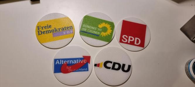 CDU, SPD, AFD, Grüne, FDP Untersetzer 110mm - coaster 110mm   